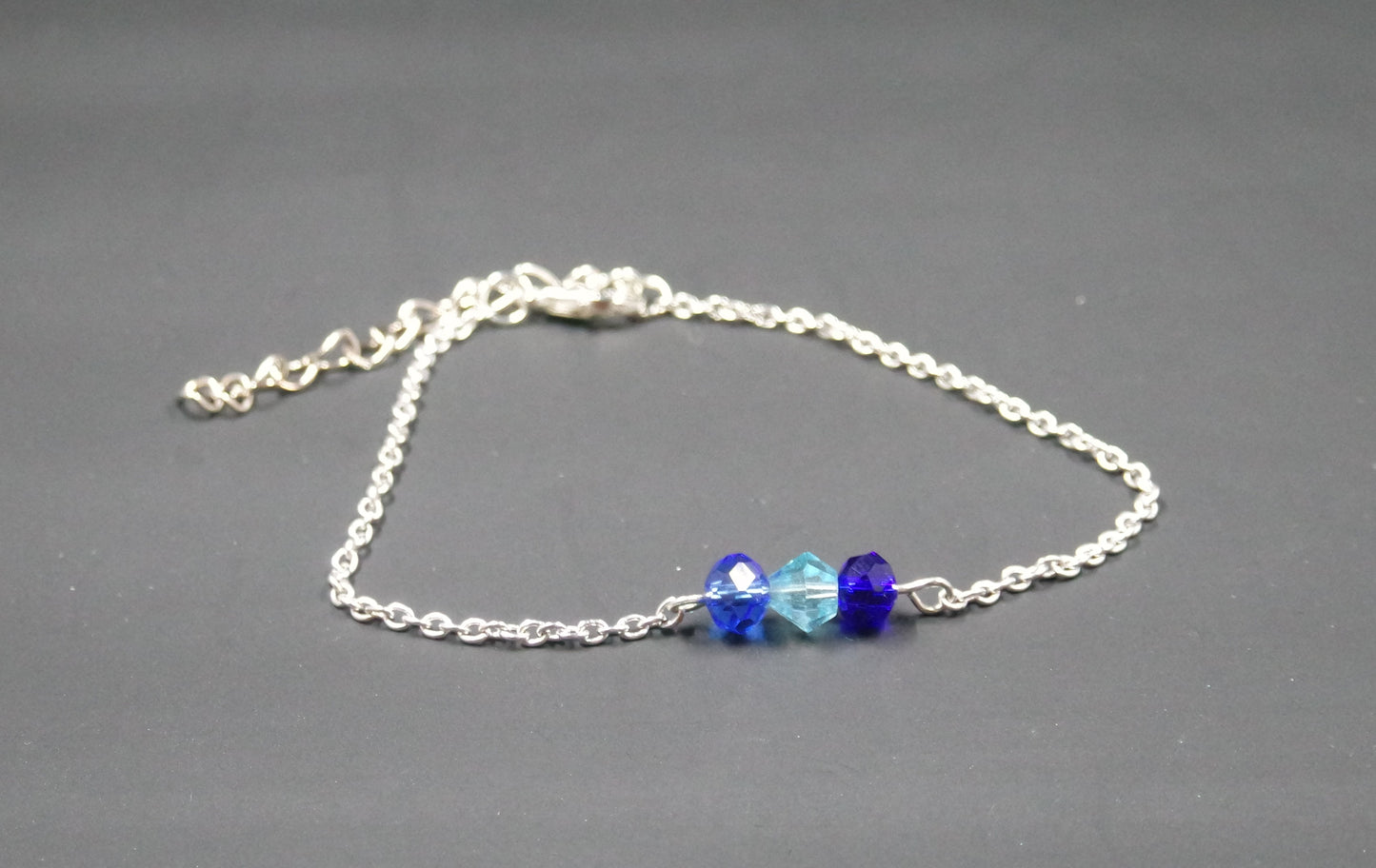 Blue Sparkle Bead Silver Bracelet