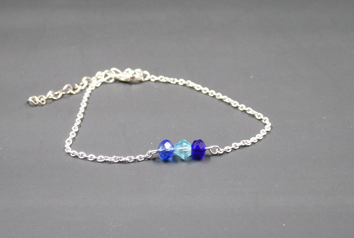 Blue Sparkle Bead Silver Bracelet