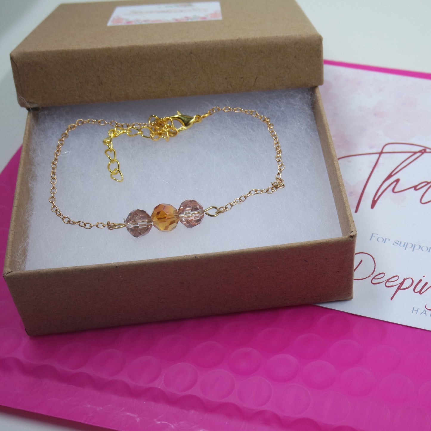 Gold Brown Sparkle Bead Bracelet