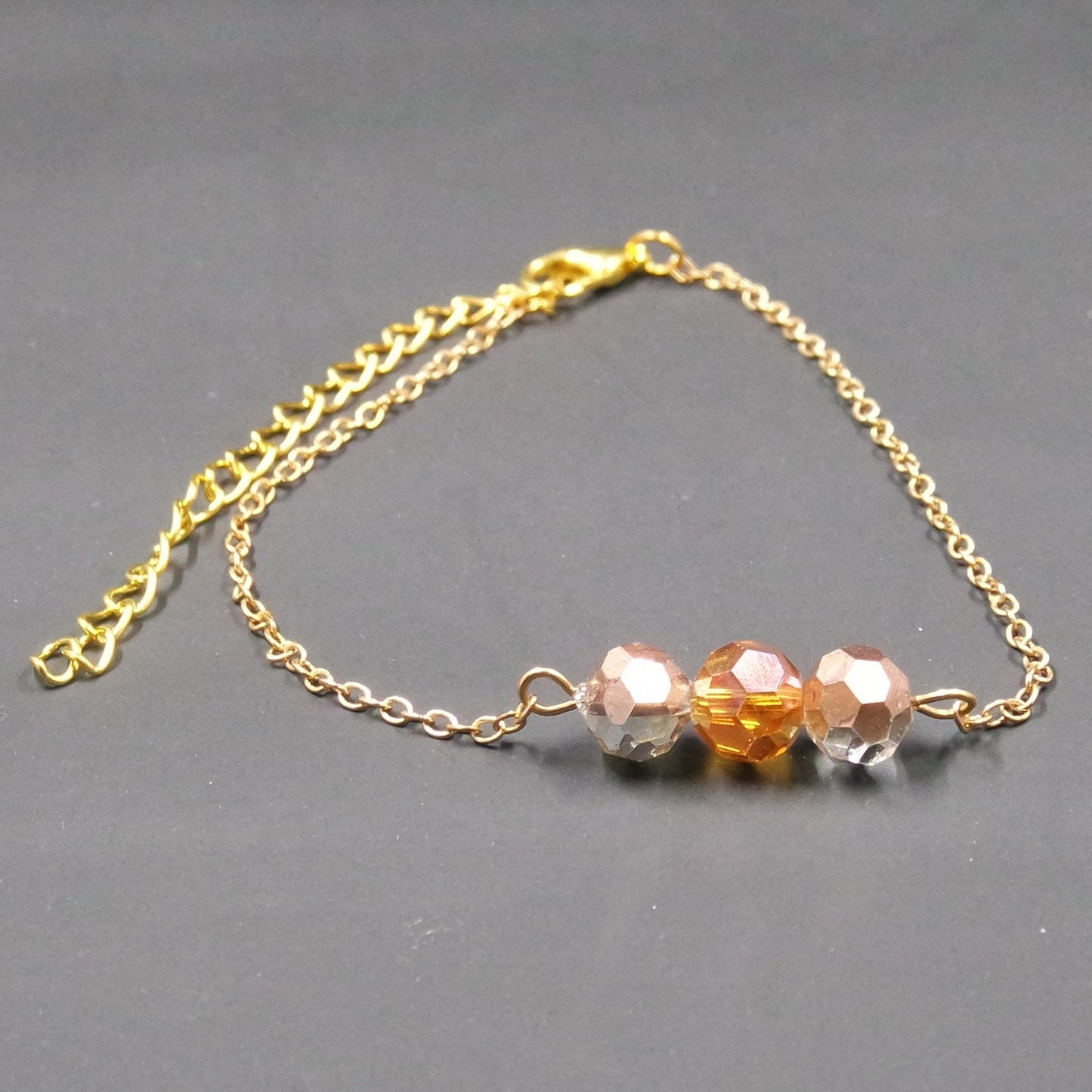 Gold Brown Sparkle Bead Bracelet