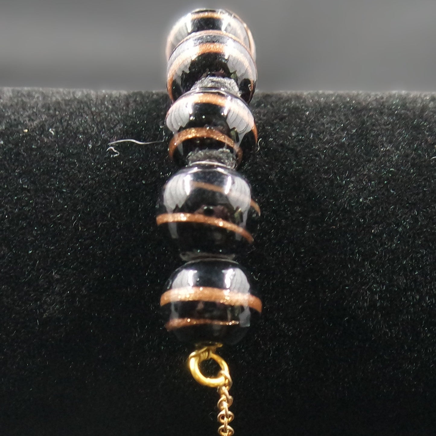 Gold Brown Sparkle Bead Gold Oval Chain Extender Bracelet Handmade