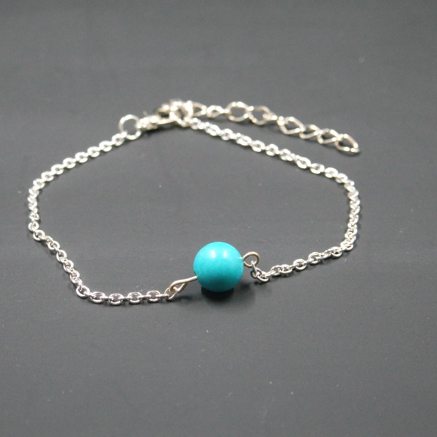 Turquoise Bead Silver Bracelet