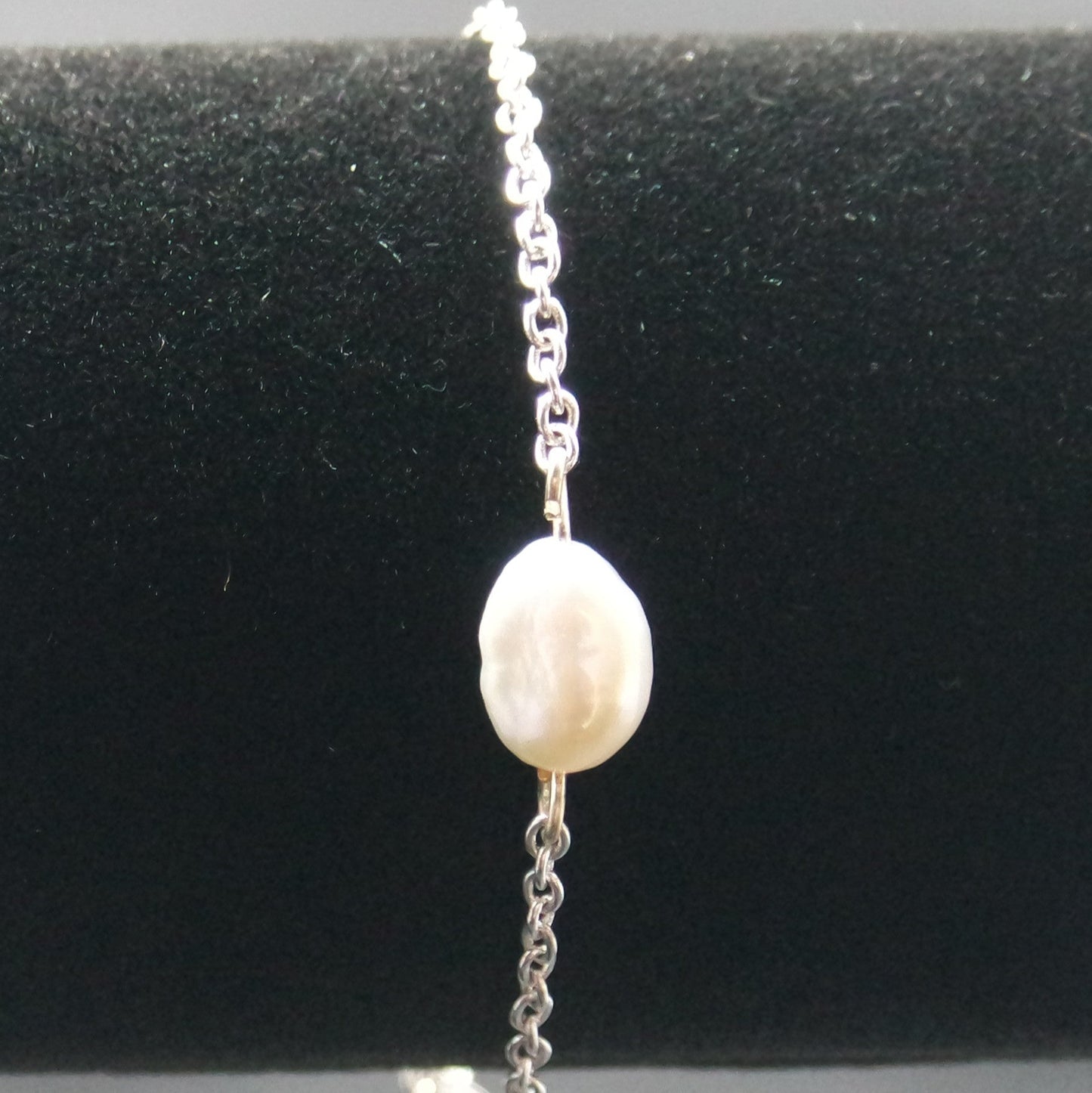 Faux Pearl Bead Silver Chain Bracelet