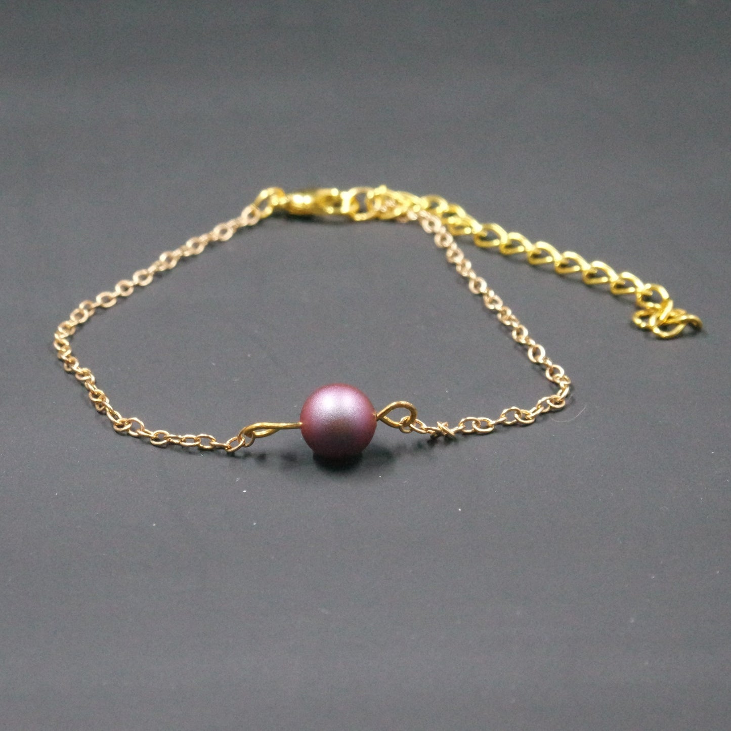 Single Purple Bead Gold Chain Bracelet