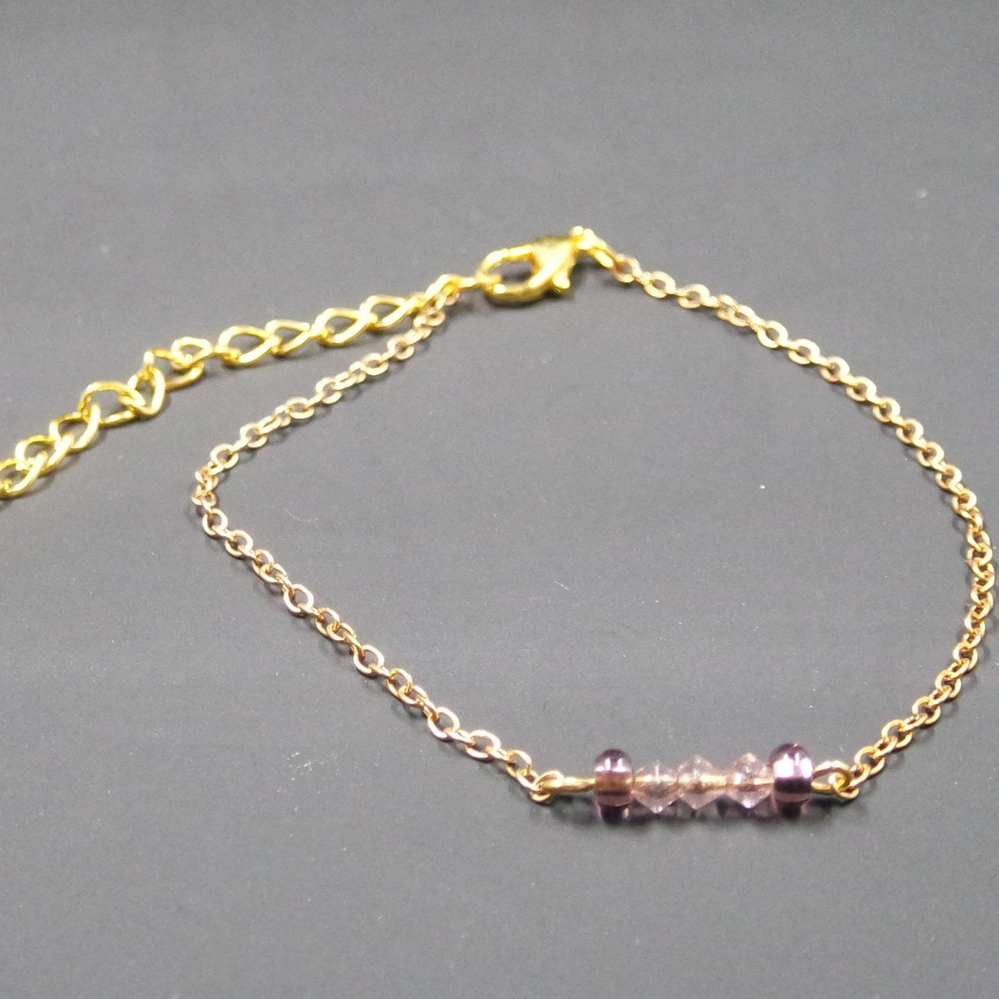 Small Purple Bead Gold Bracelet
