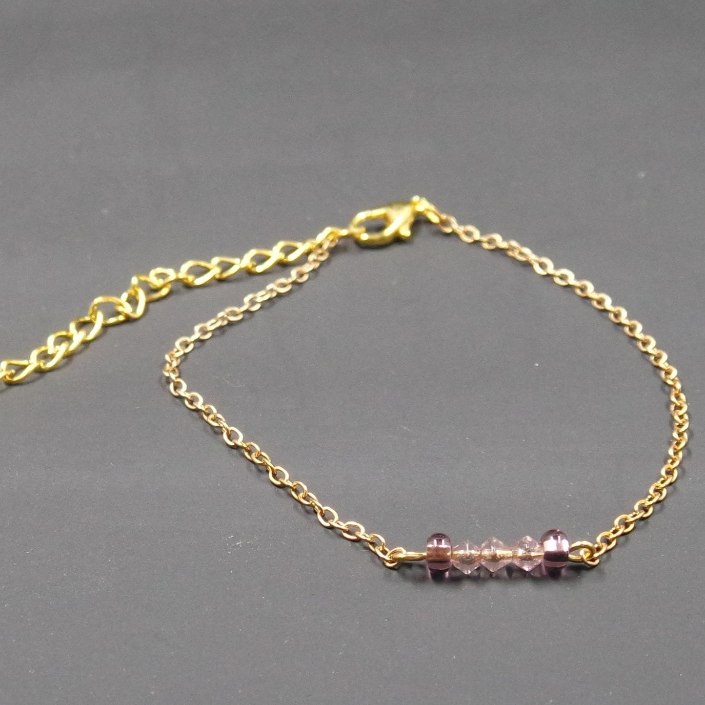 Small Purple Bead Gold Bracelet