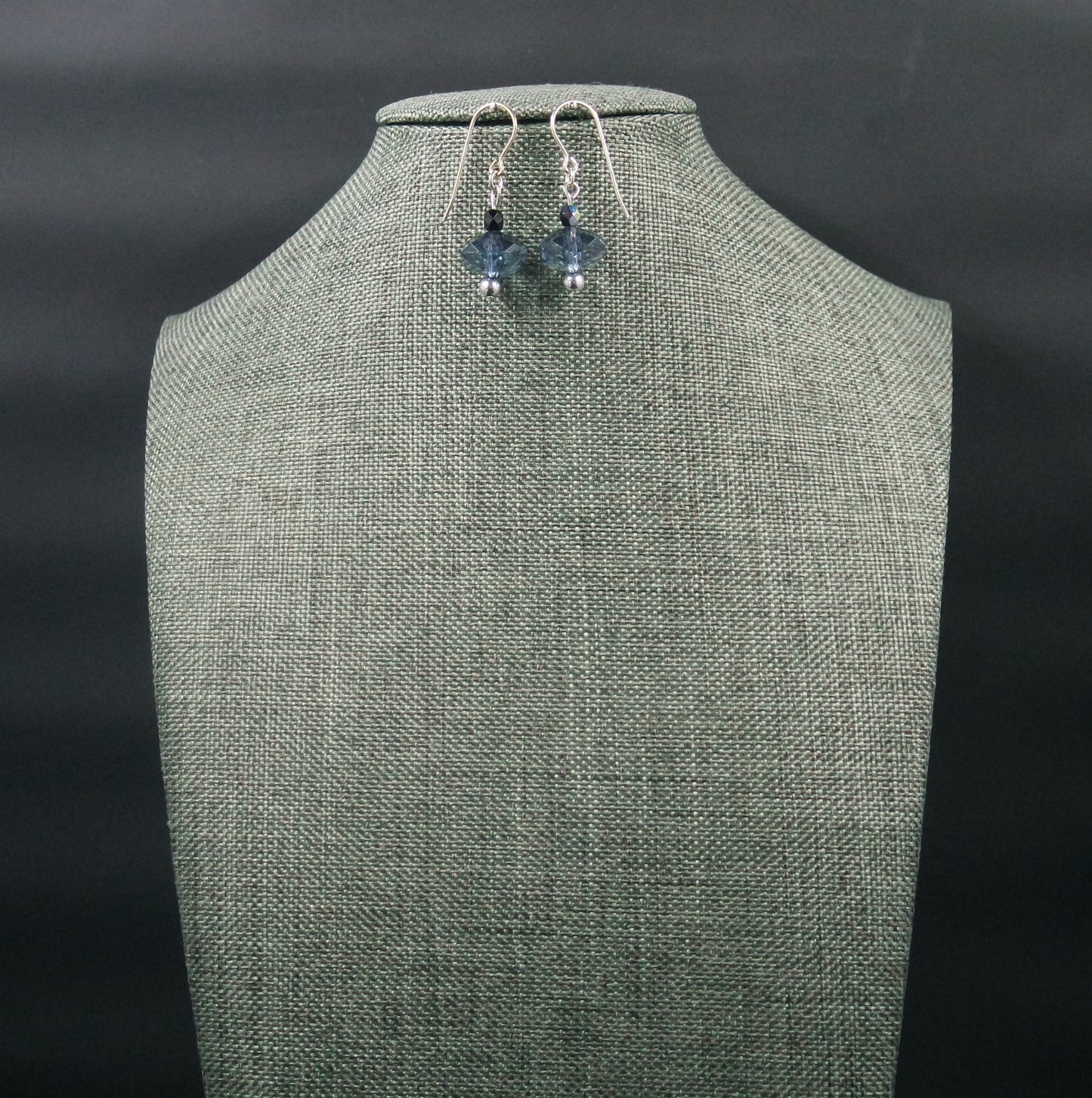 Blue Purple Sparkle Bead Dangle Drop Silver Hook Handmade Earrings