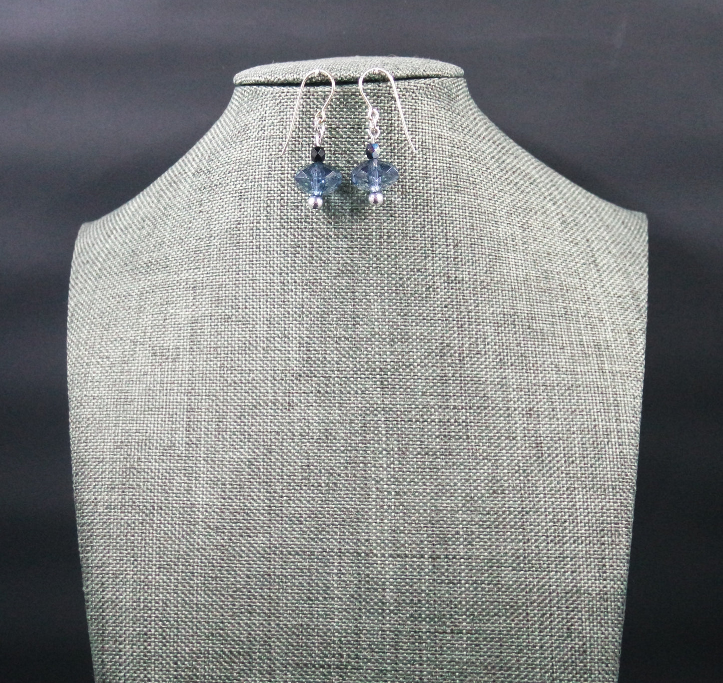 Blue Purple Sparkle Bead Dangle Drop Silver Hook Handmade Earrings