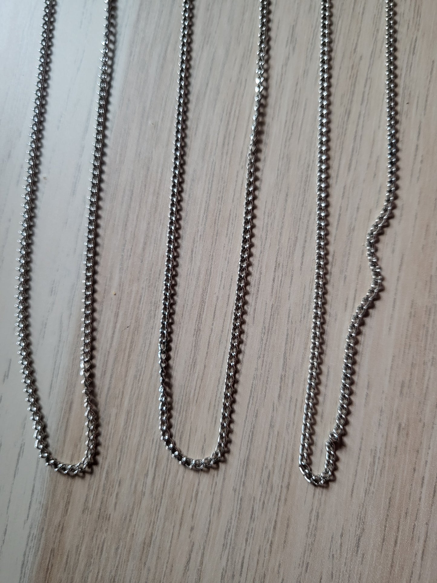3 Silver Chains Costume Fashion Necklaces