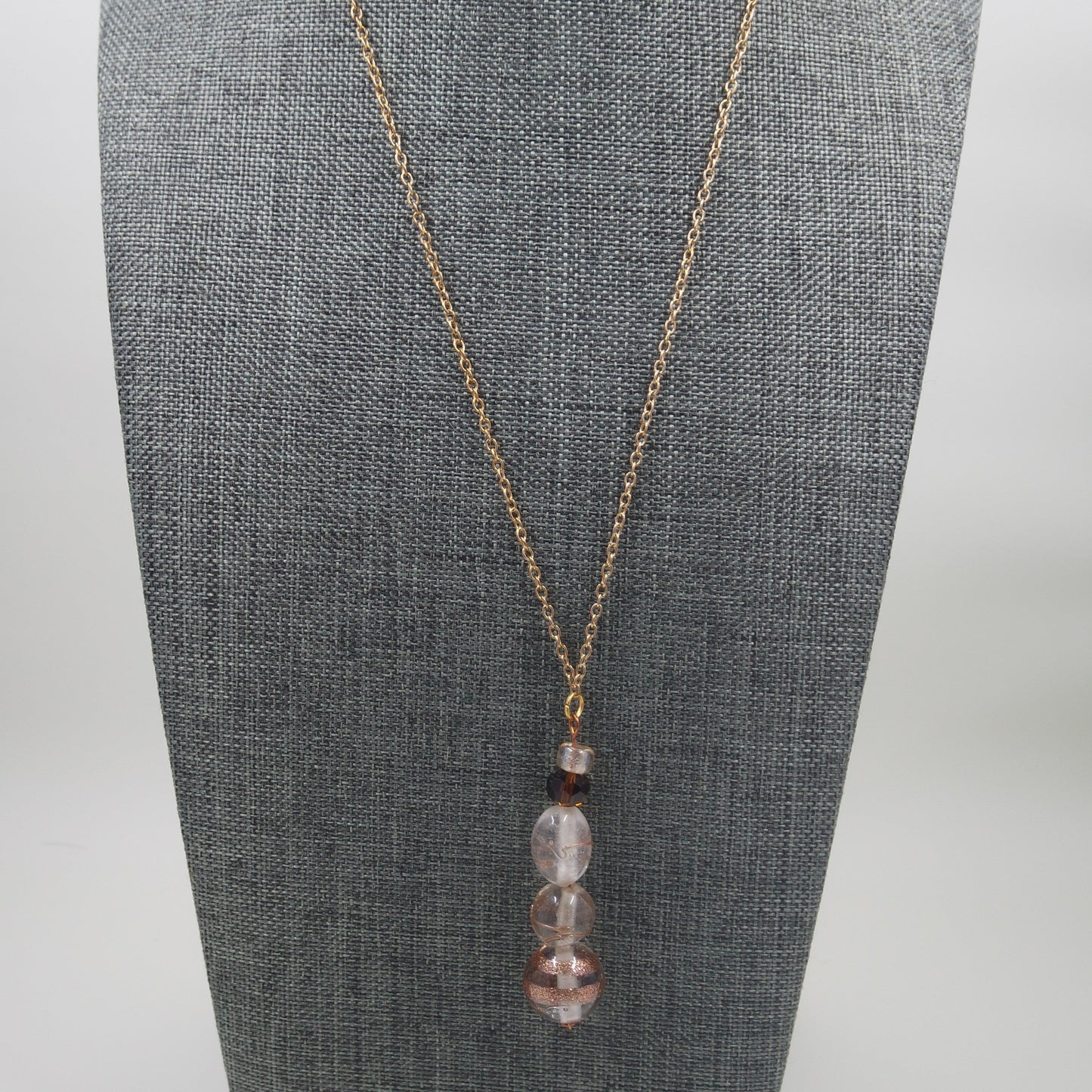 Gold Copper Sparkle Glitter Necklace