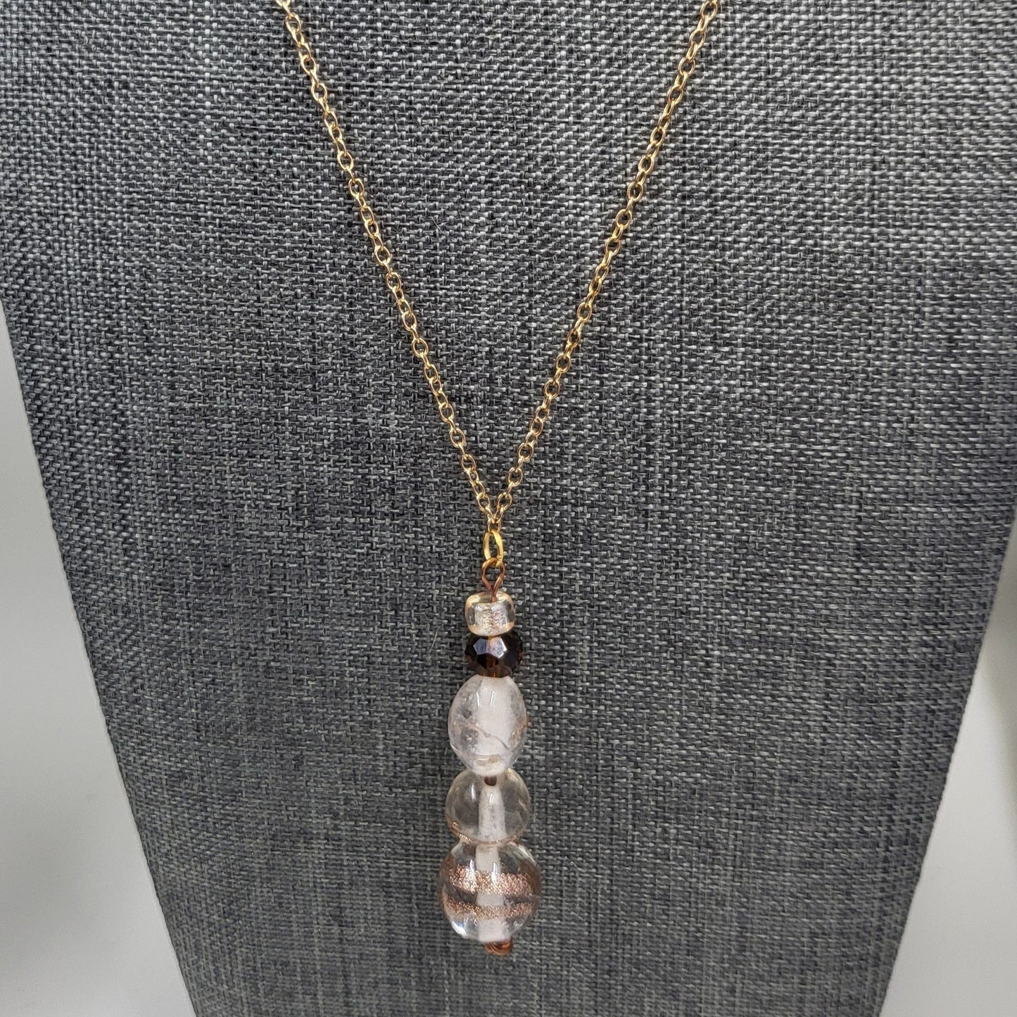 Gold Copper Sparkle Glitter Necklace