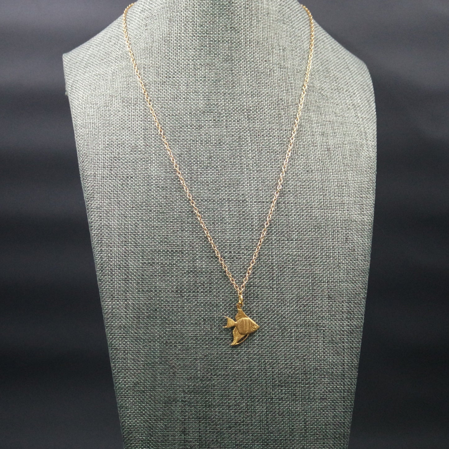 Tropical Fish Brass Pendant Gold Chain Handmade Necklace Vacation Fashion