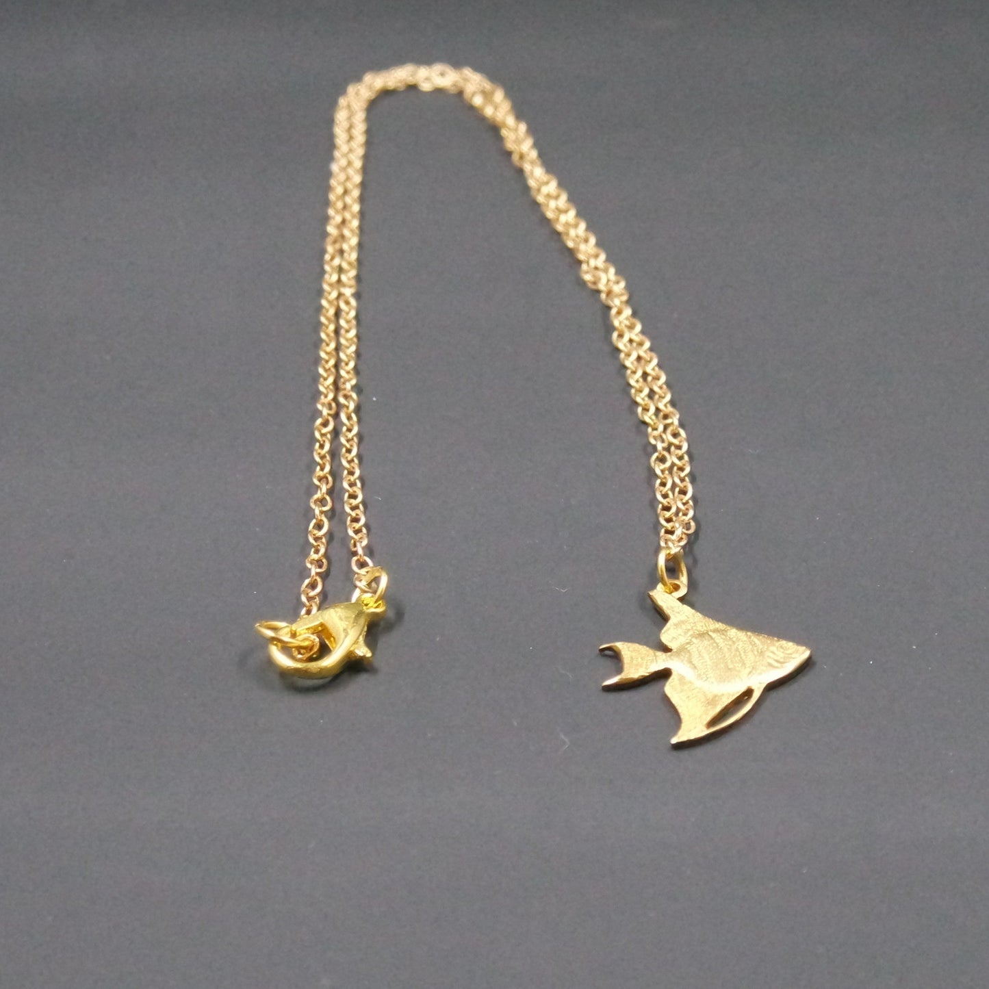 Tropical Fish Brass Pendant Gold Chain Handmade Necklace Vacation Fashion