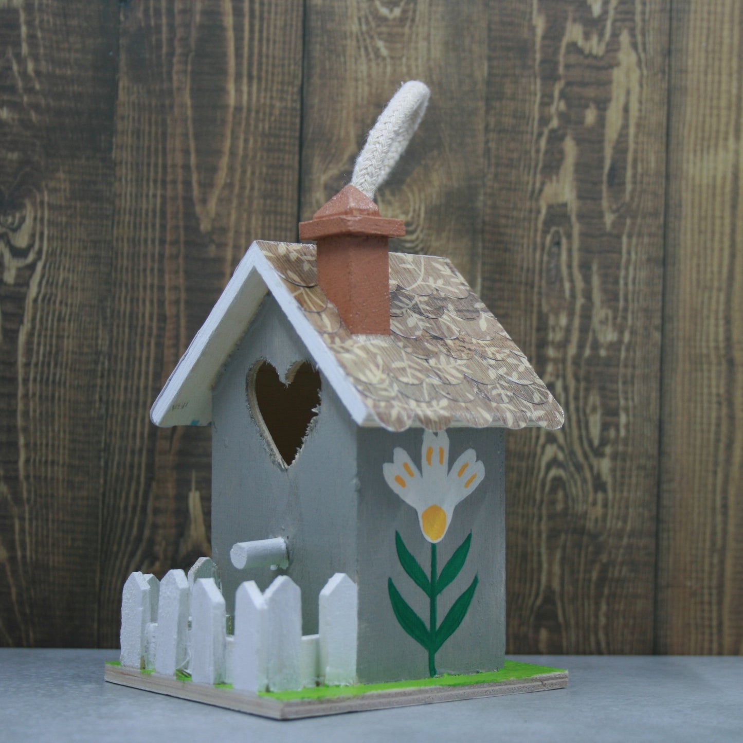Tiny Miniature Hand-Painted Birdhouse Tulip Daisy - Set of 2