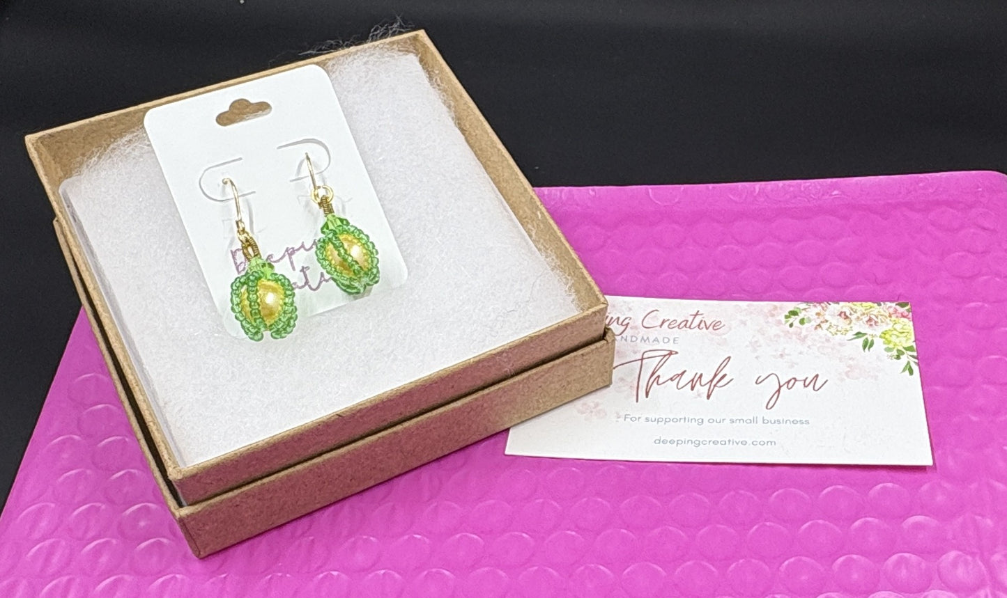 Sunshine Wrapped Bead Earrings