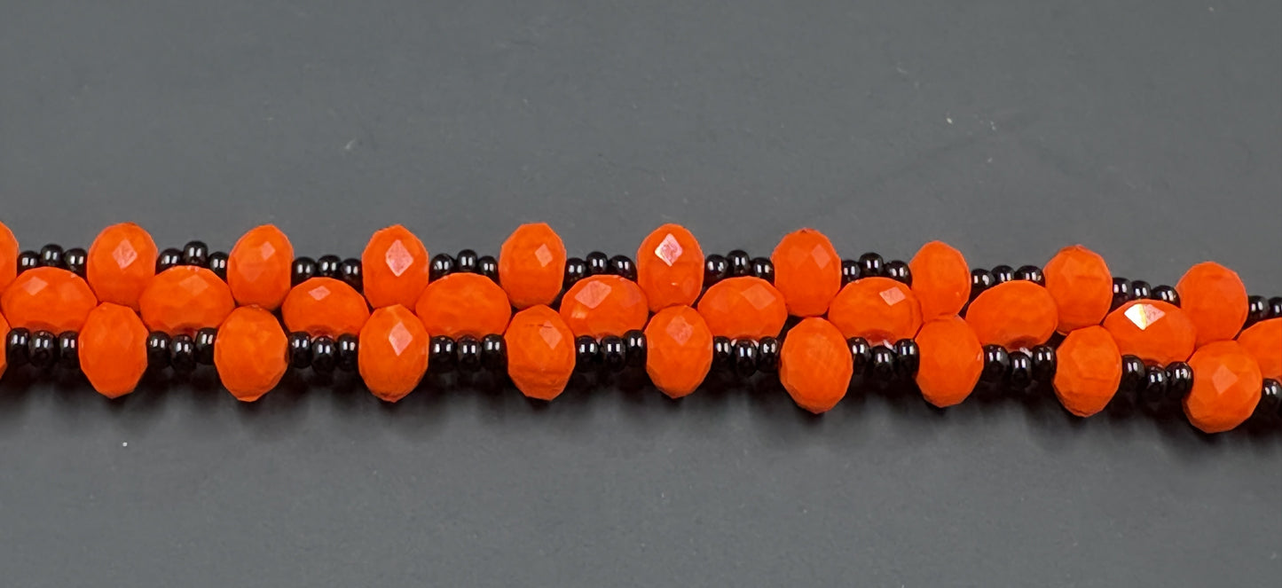 Orange Crystal Black Bead Bracelet