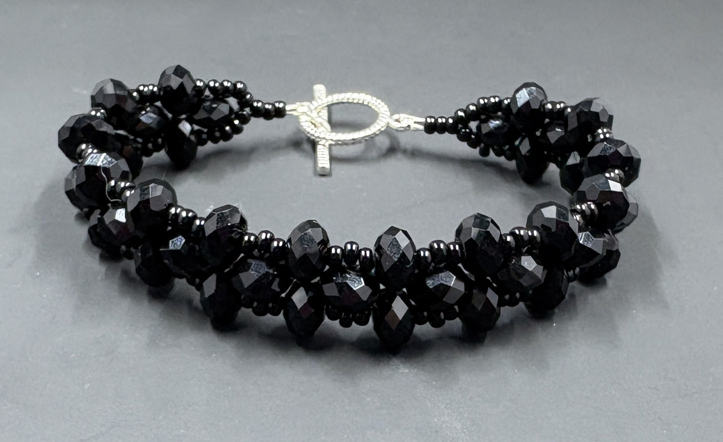 Black Crystal Beaded Bracelet