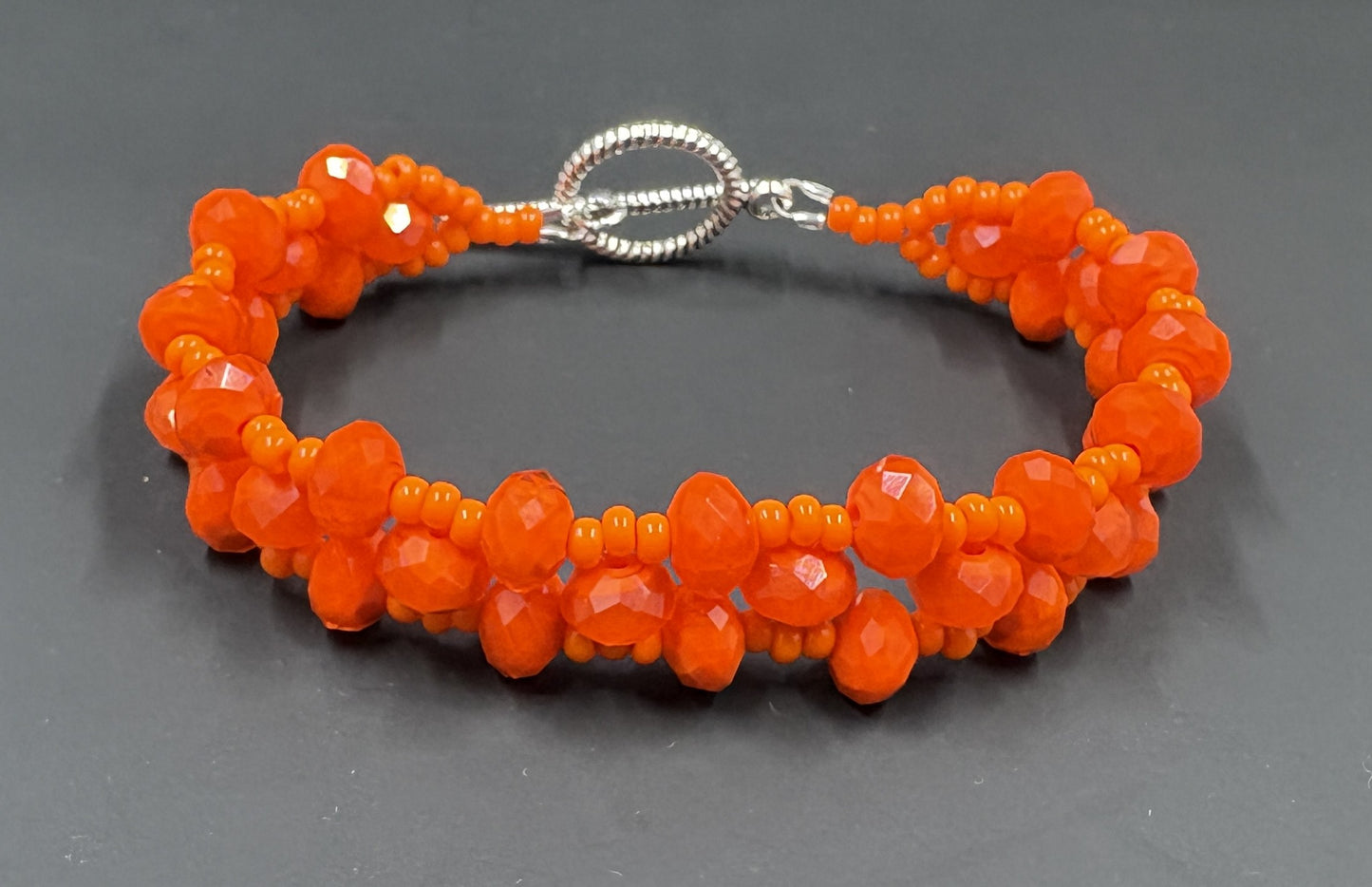 Orange Crystal Beaded Bracelet