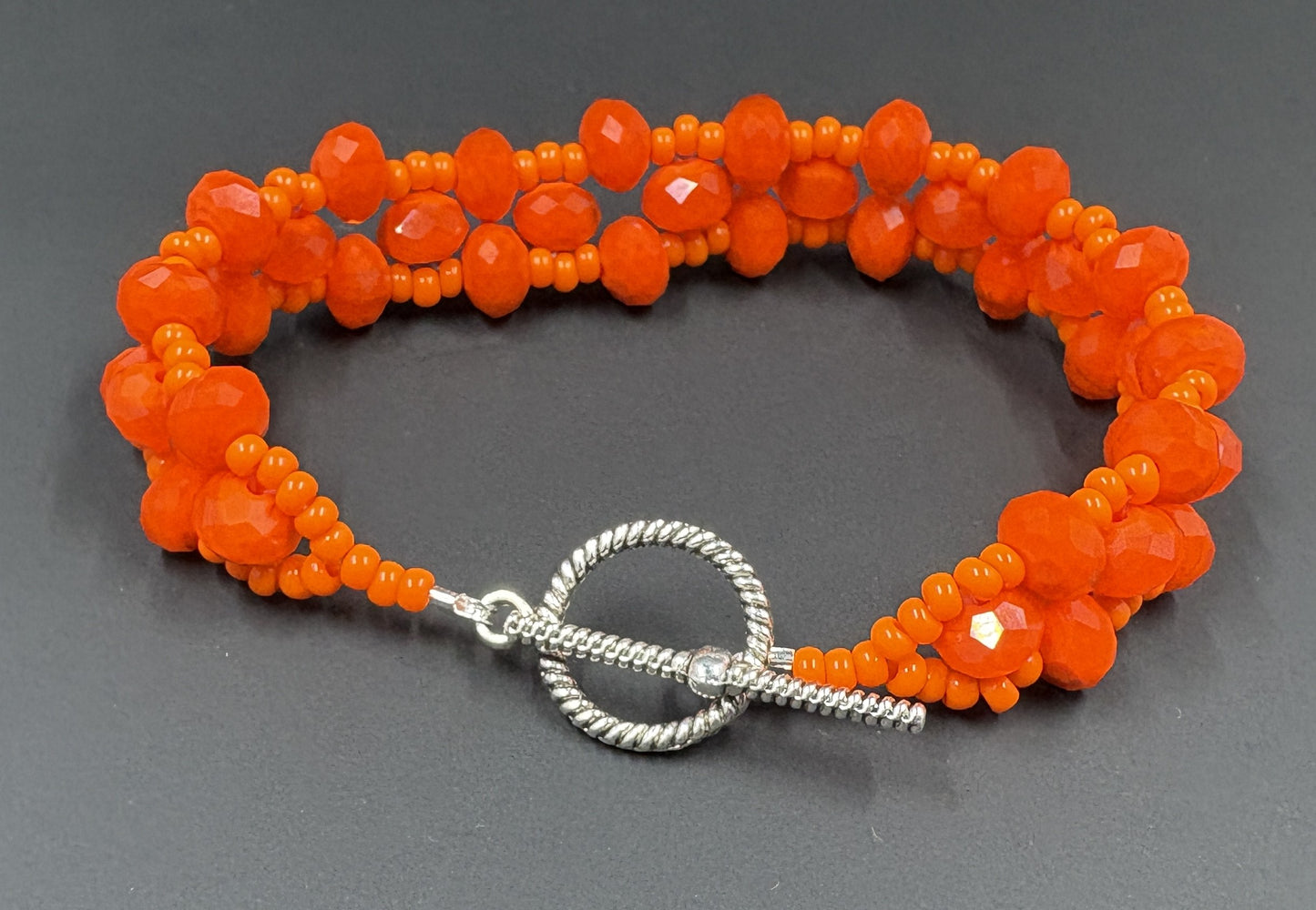 Orange Crystal Beaded Bracelet