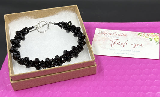 Black Crystal Beaded Bracelet