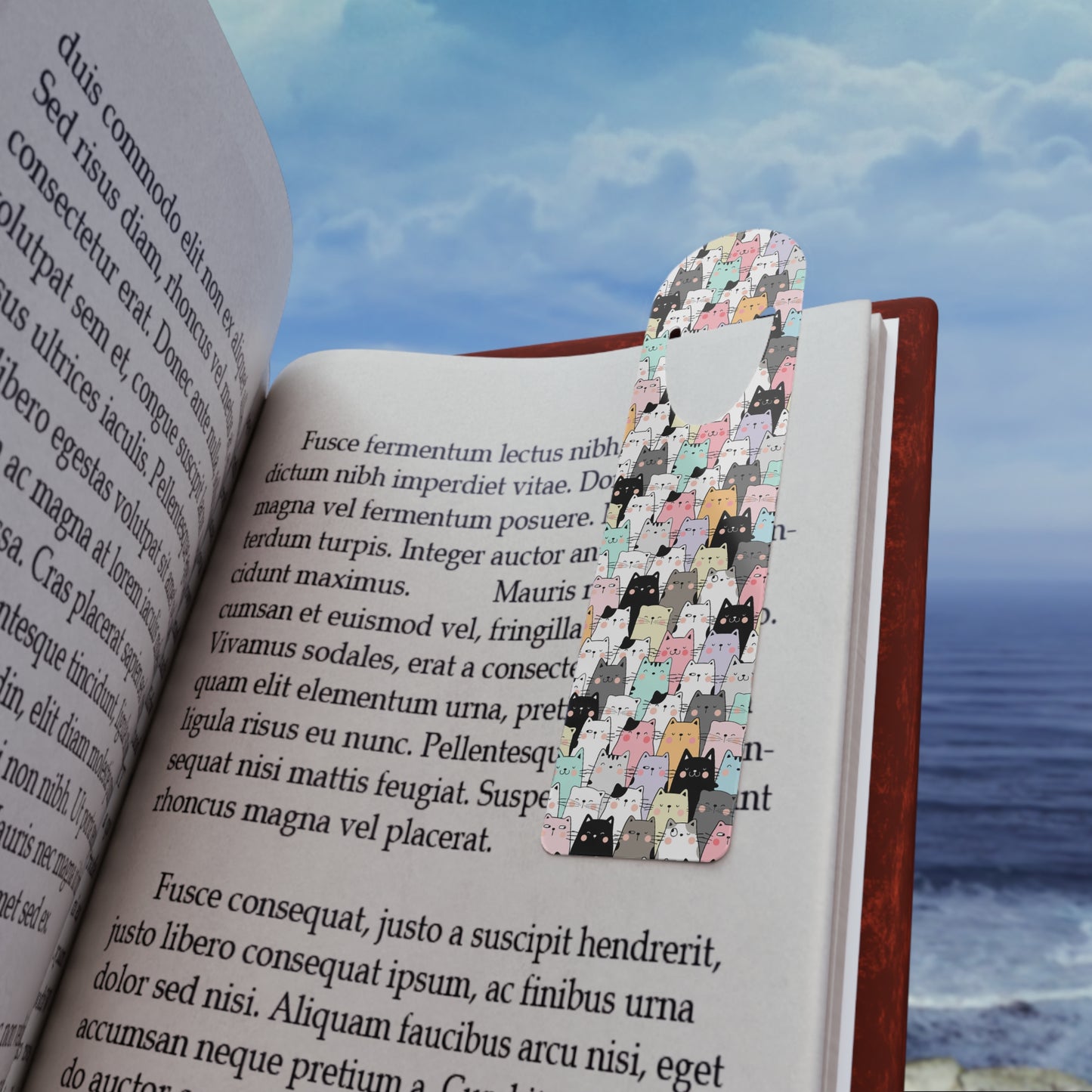 Metal Bookmark, cat pattern, pet lover, cat mom, cute cat, colorful bookmark
