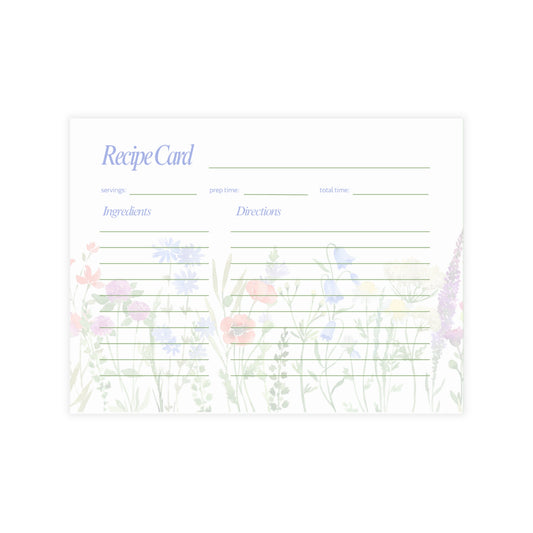 Set of 4x6 Wild Flower Recipe Cards, Kitchen Gift, Cooking Accessories