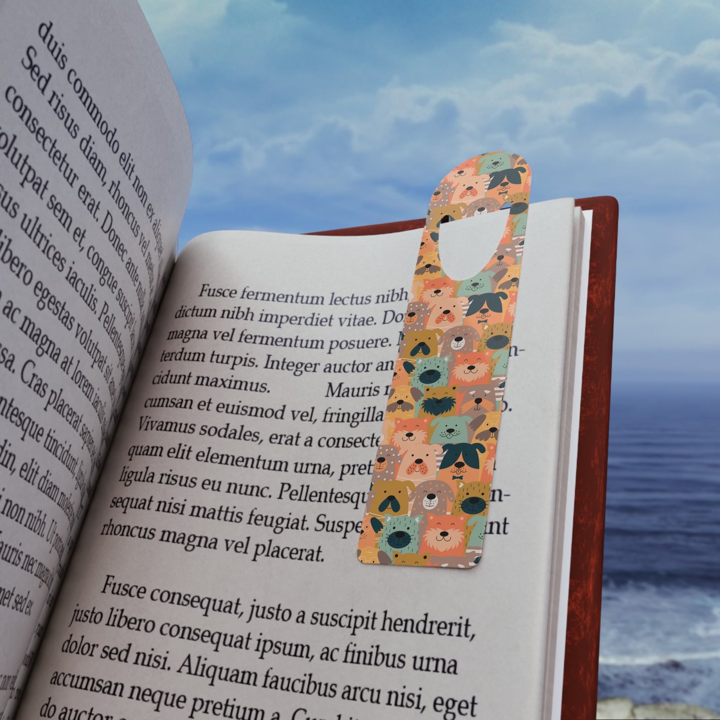 Metal Bookmark, dog pattern, pet lover, dog mom, dog crowd, colorful bookmark