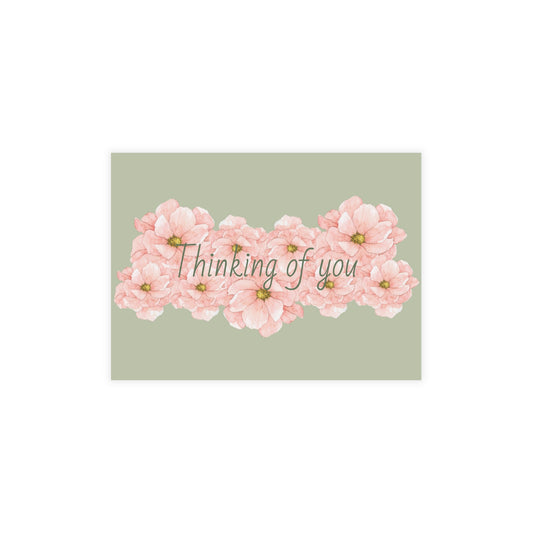 Postcard 10pcs (envelopes included) - Thinking of You Watercolor Pink Flowers