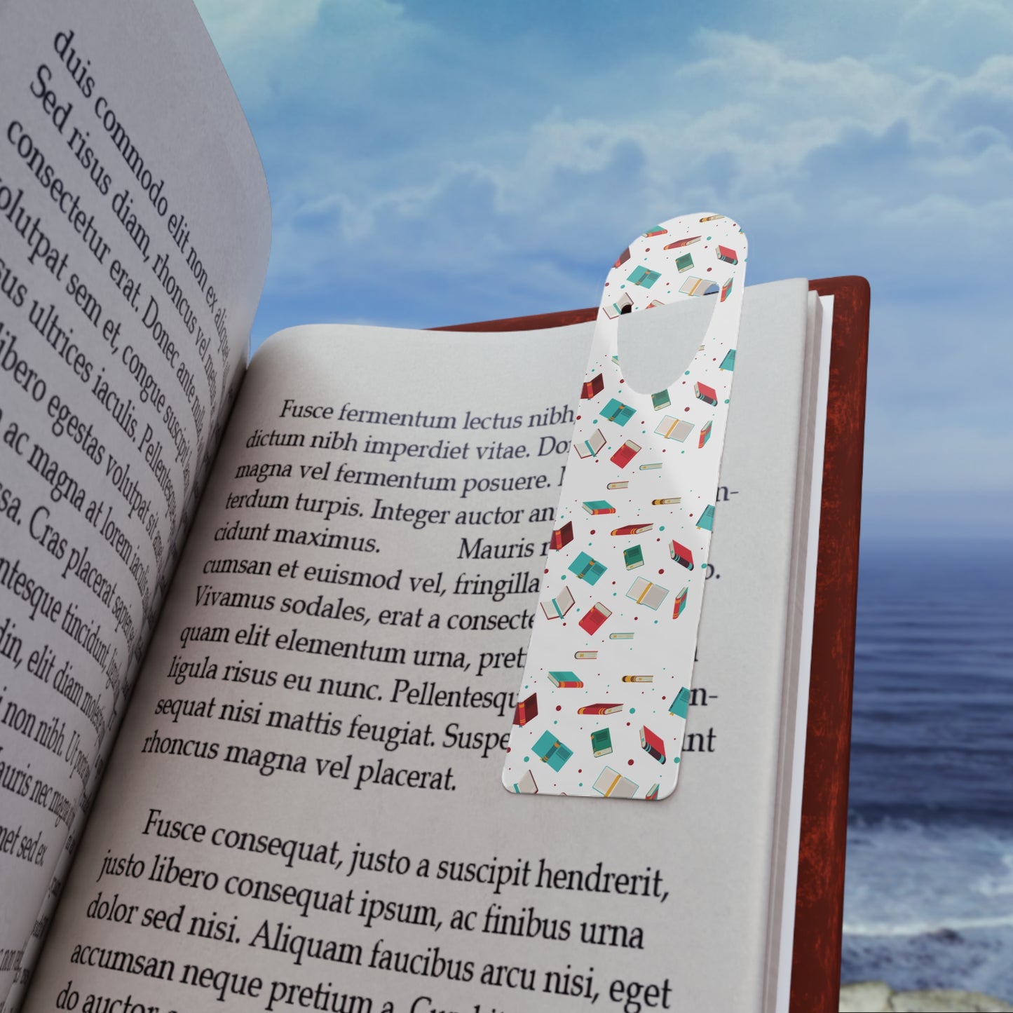 Metal Bookmark, colorful books, flying books pattern, book lover gift