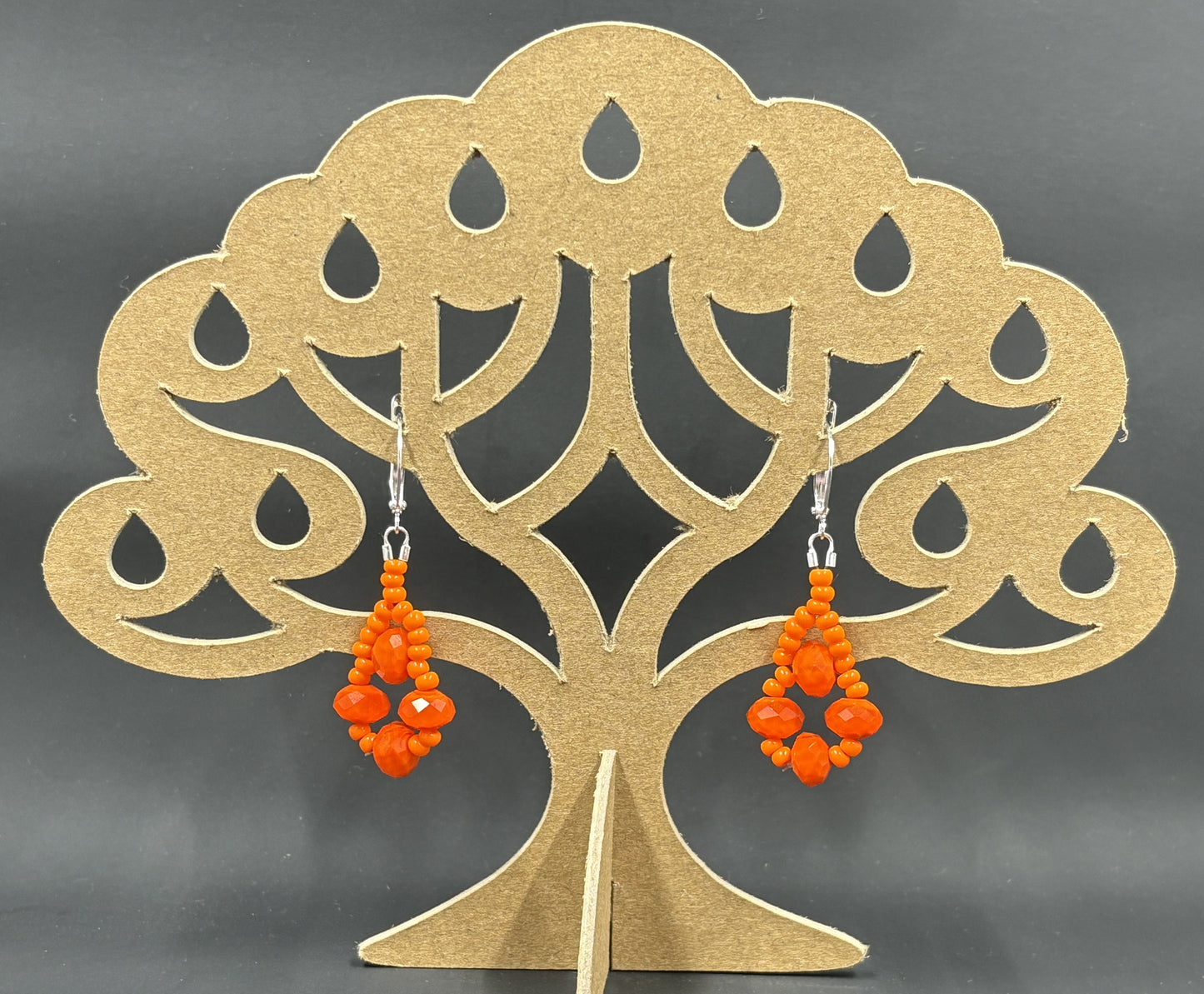 Orange Crystal Beaded Earrings