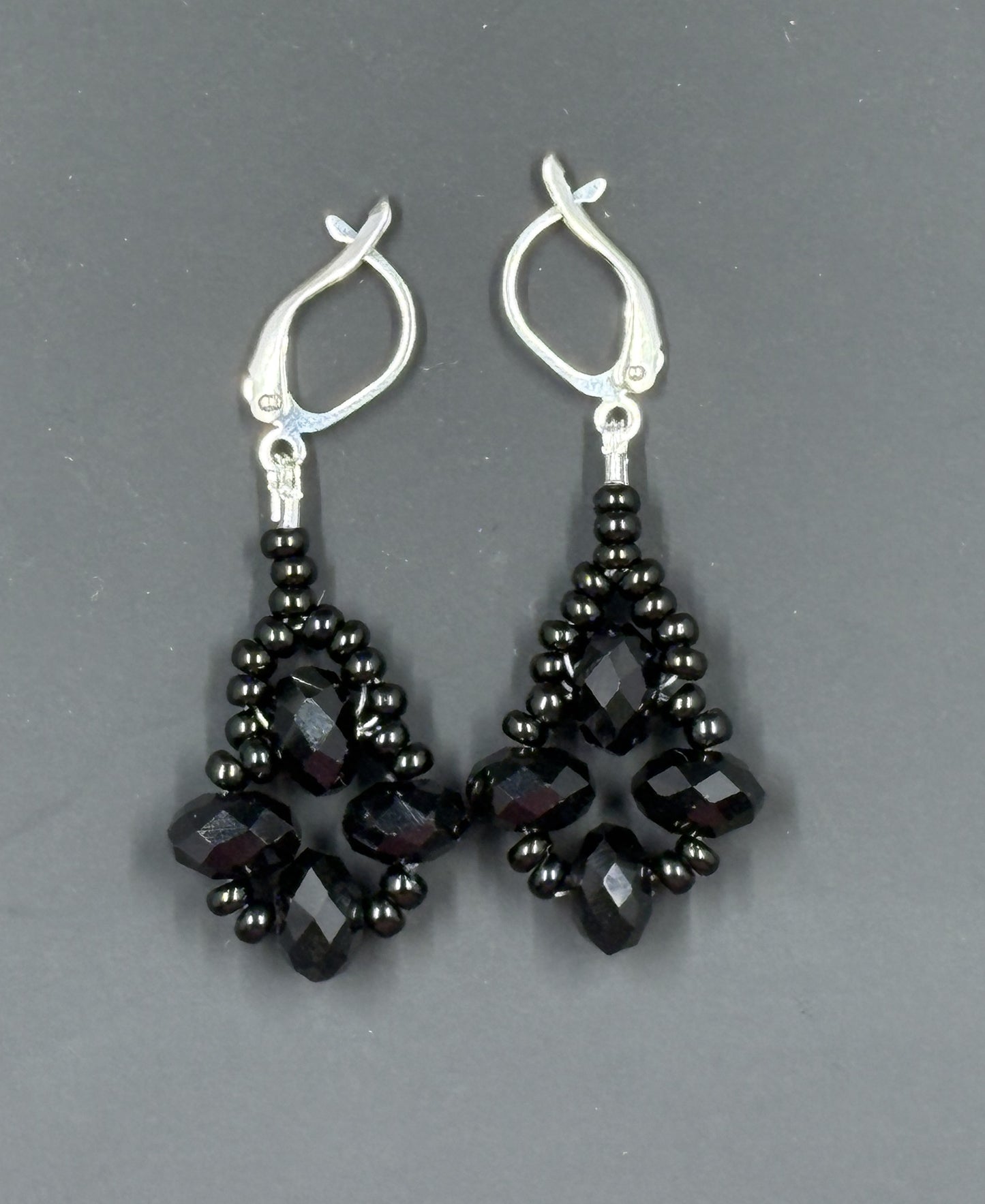 Black Crystal Beaded Earrings