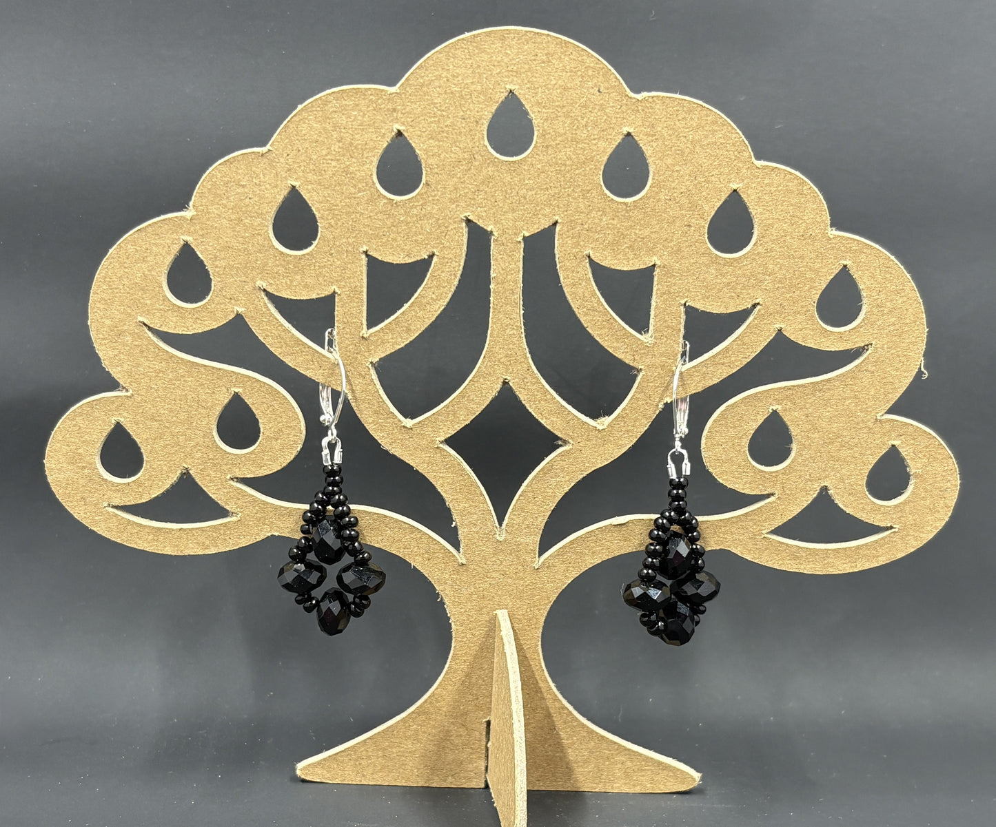 Black Crystal Beaded Earrings