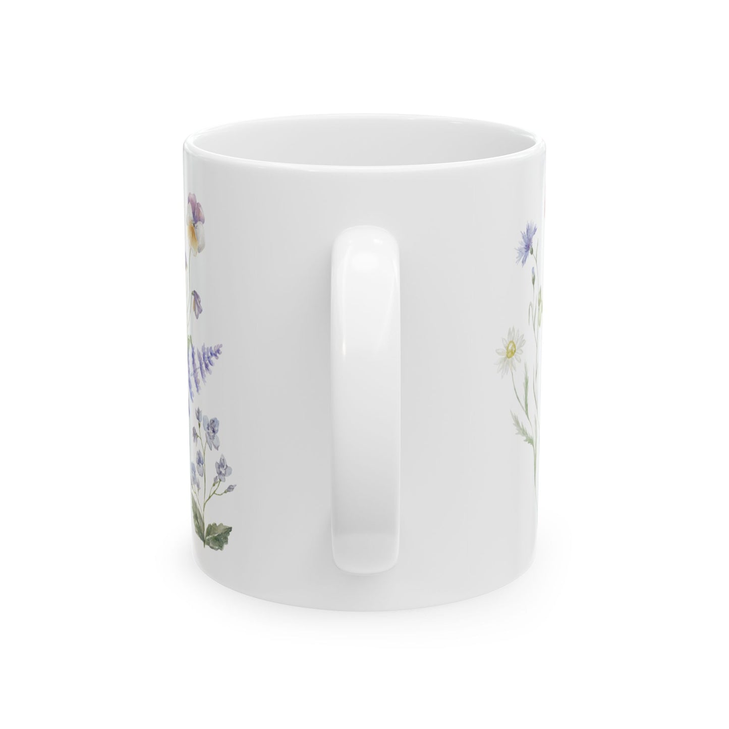 Watercolor Spring Wildflowers Ceramic Mug, (11oz)