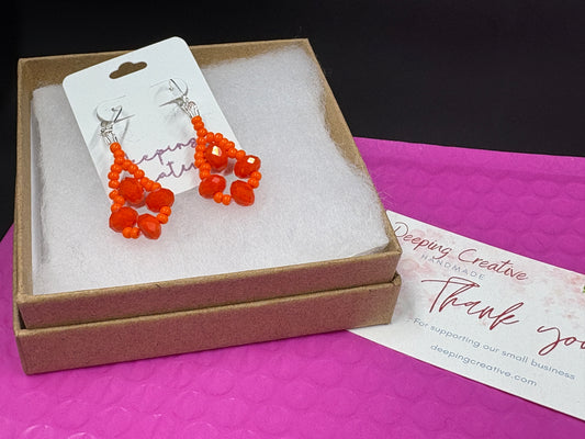 Orange Crystal Beaded Earrings