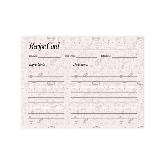 Set of 4x6 Utensil Pattern Recipe Cards, Kitchen Gift, Recipe Card Set