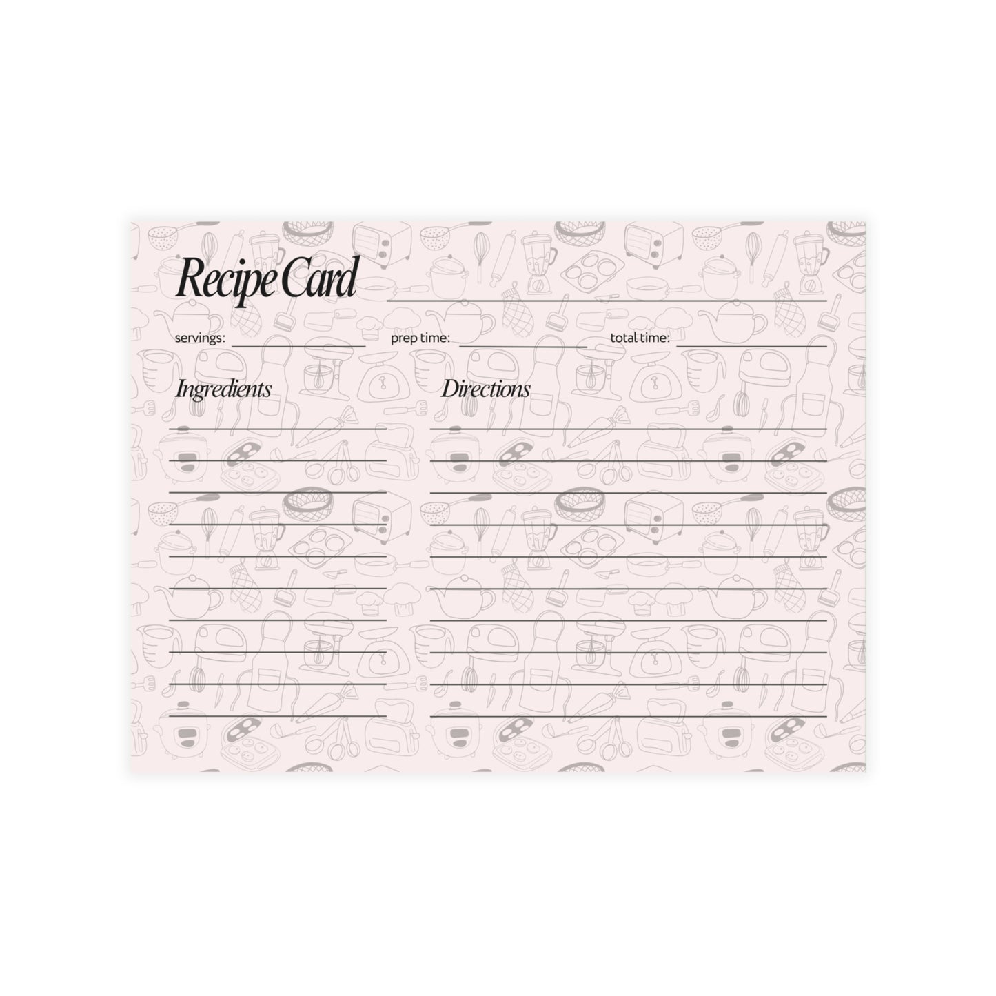 Set of 4x6 Utensil Pattern Recipe Cards, Kitchen Gift, Recipe Card Set