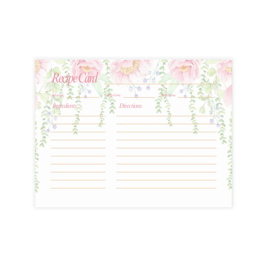4x6 Floral Garland Pattern Recipe Cards, Kitchen Gift, Cooking Accessories