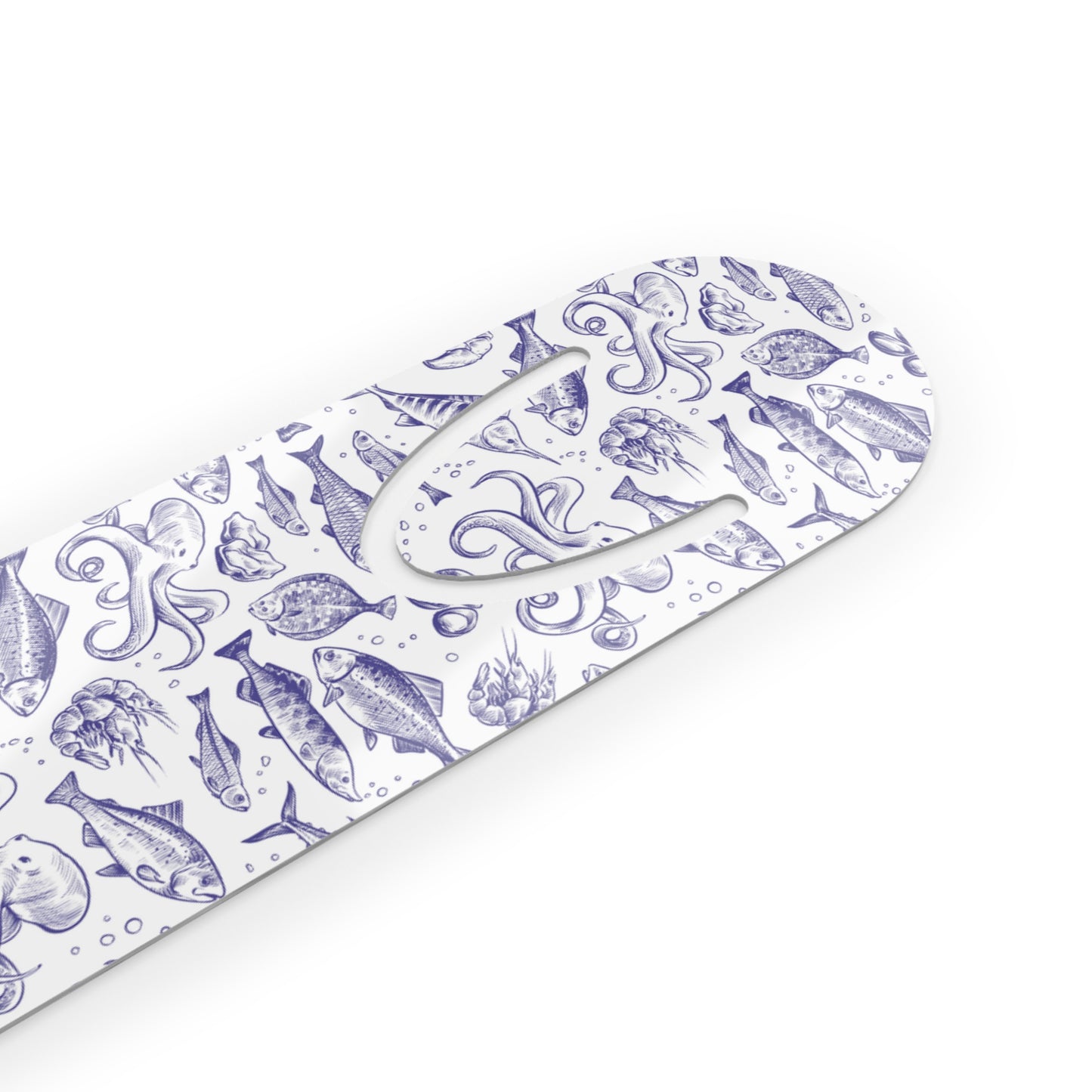 Metal Bookmark, sea life blue white bookmark, fish bookmark, octopus bookmark