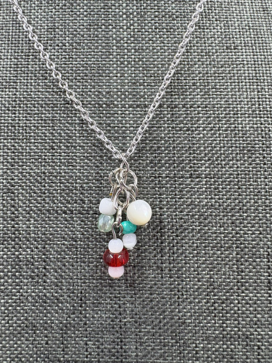White Cluster Pendant Silver Necklace