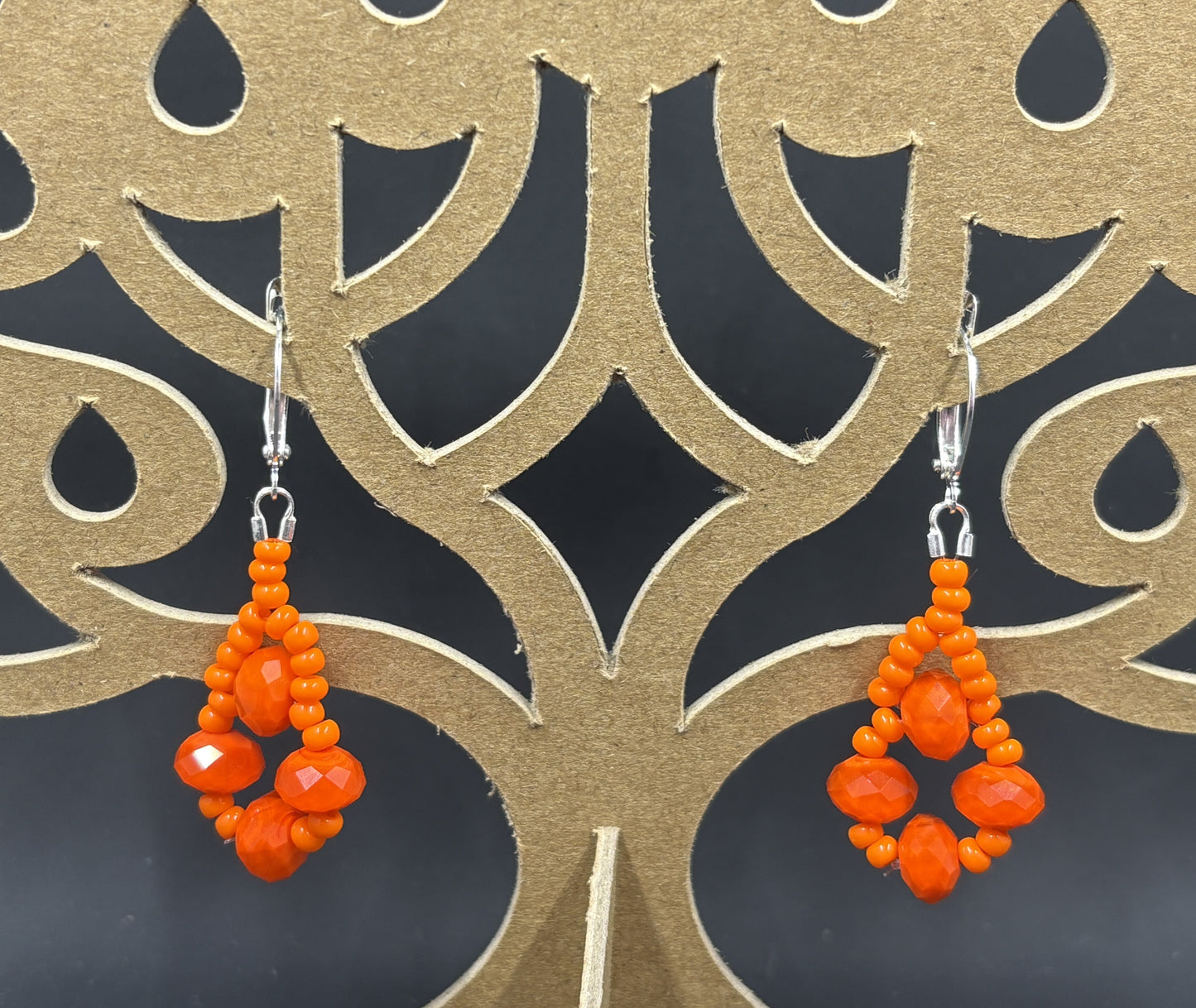 Orange Crystal Beaded Earrings