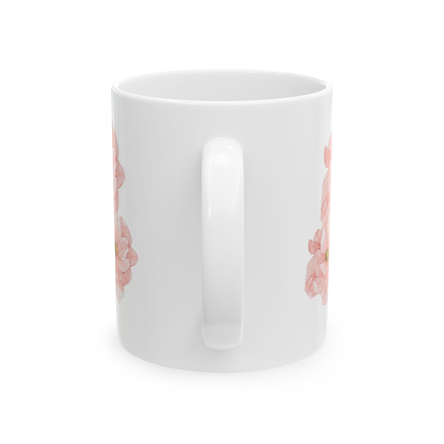 Ceramic Mug, (11oz) - Watercolor Pink Flowers