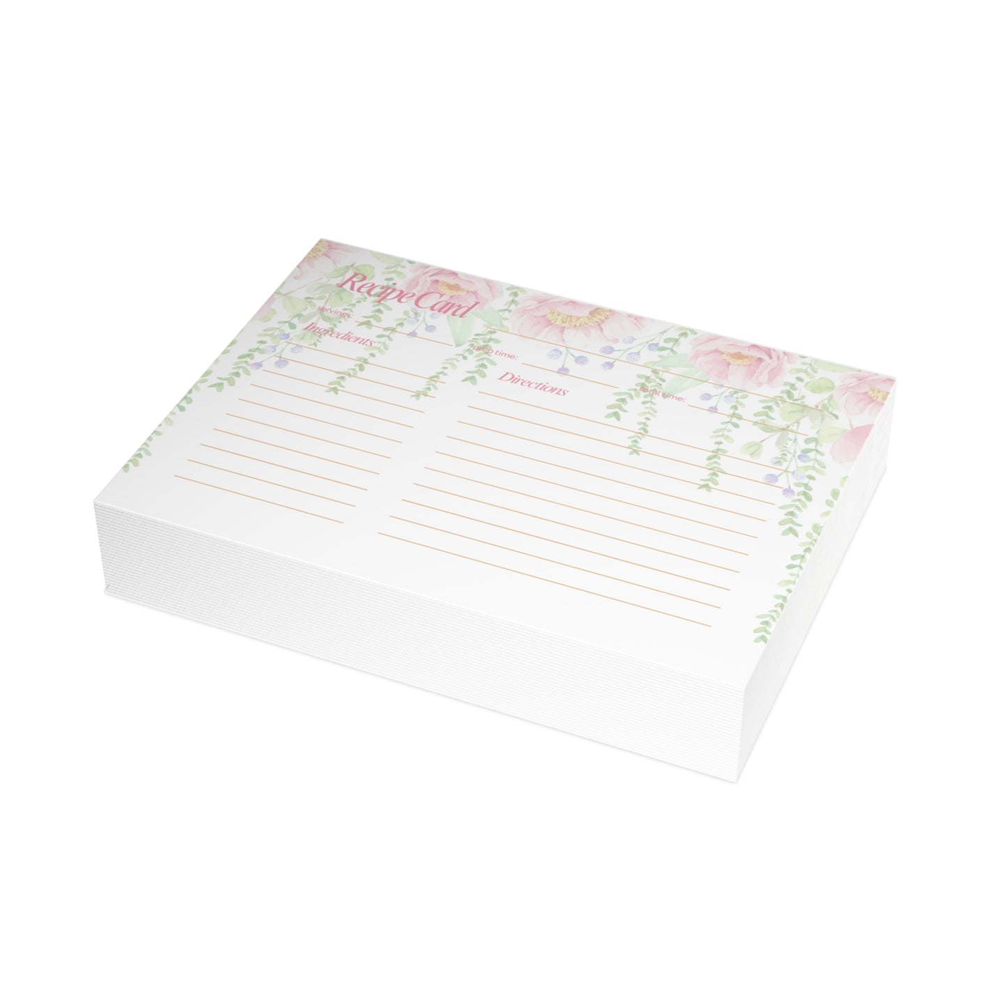 4x6 Floral Garland Pattern Recipe Cards, Kitchen Gift, Cooking Accessories