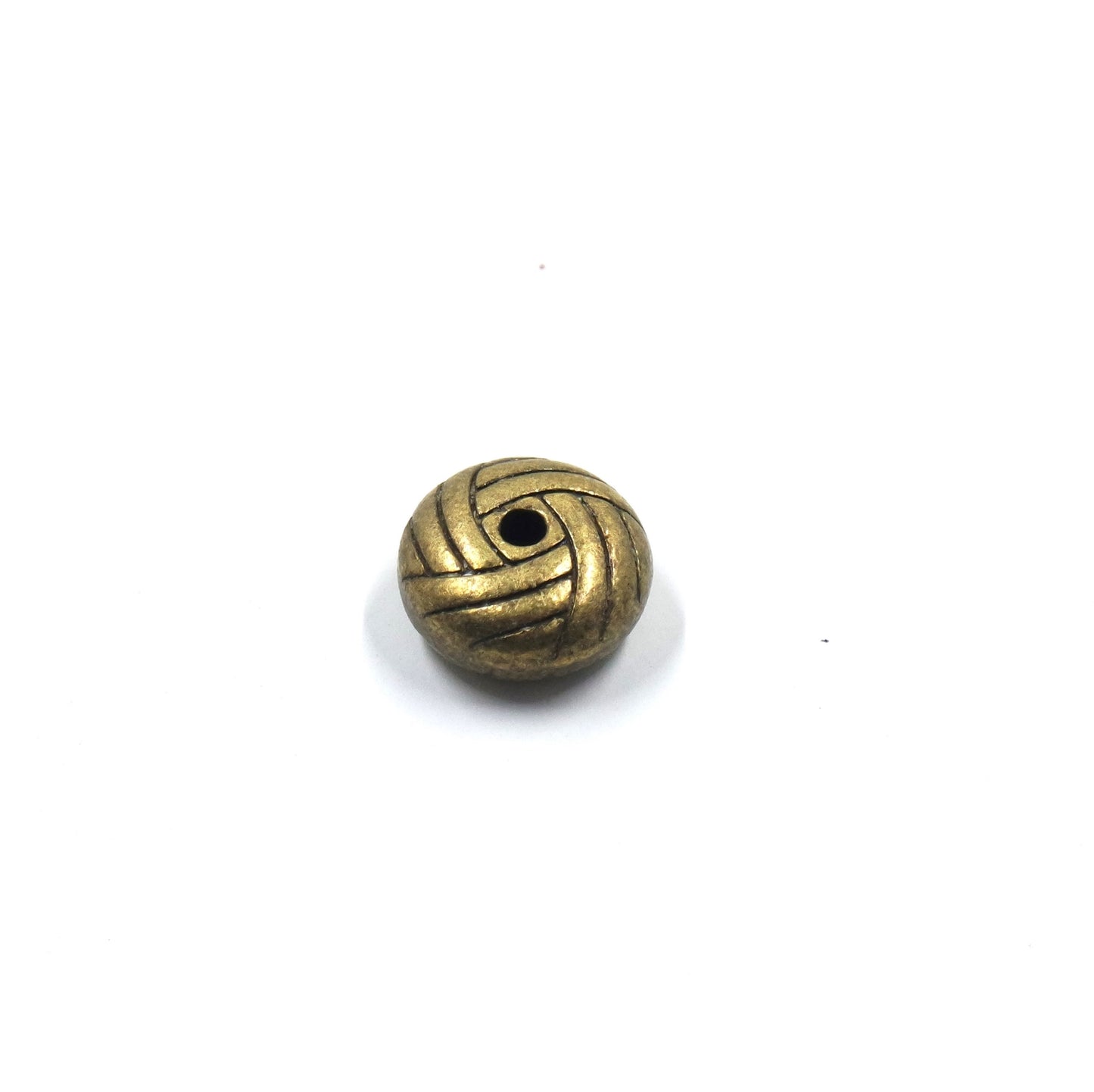 Basket Knot Weave Bead Charm Antique Brass Tone