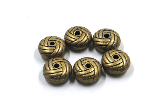 Basket Knot Weave Bead Charm Antique Brass Tone