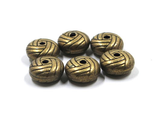 Basket Knot Weave Bead Charm Antique Brass Tone