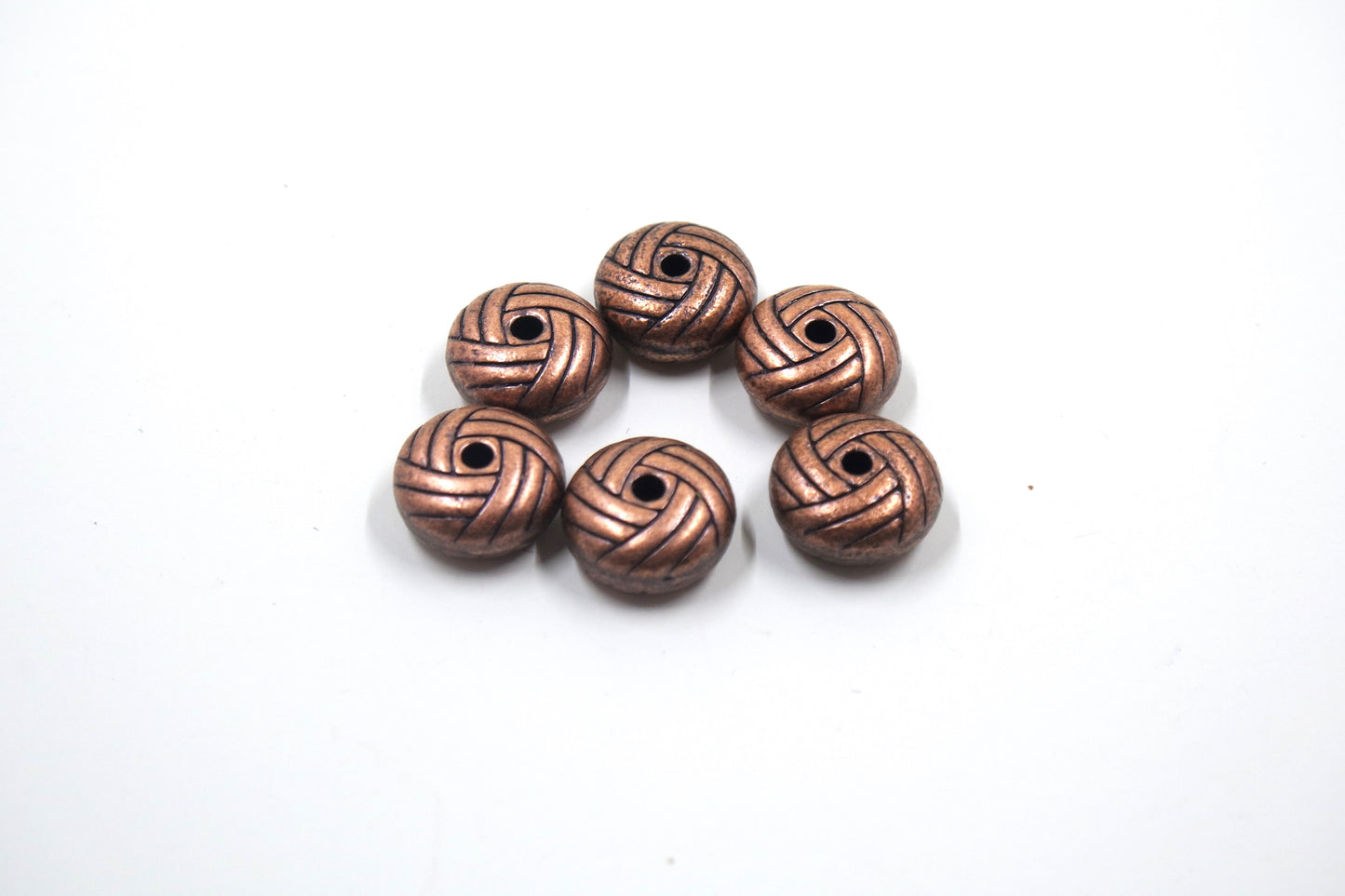 Basket Knot Weave Bead Charm Antique Copper Tone