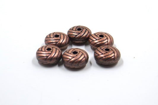 Basket Knot Weave Bead Charm Antique Copper Tone