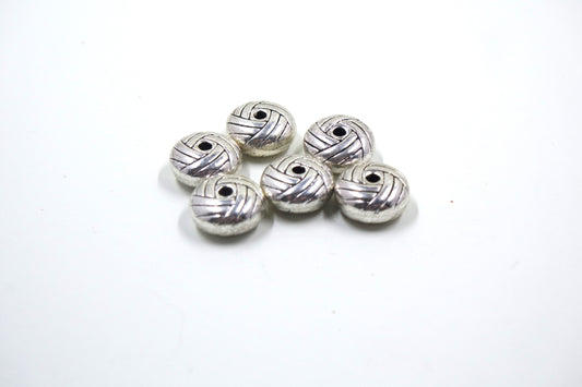 Basket Knot Weave Bead Charm Antique Silver Tone