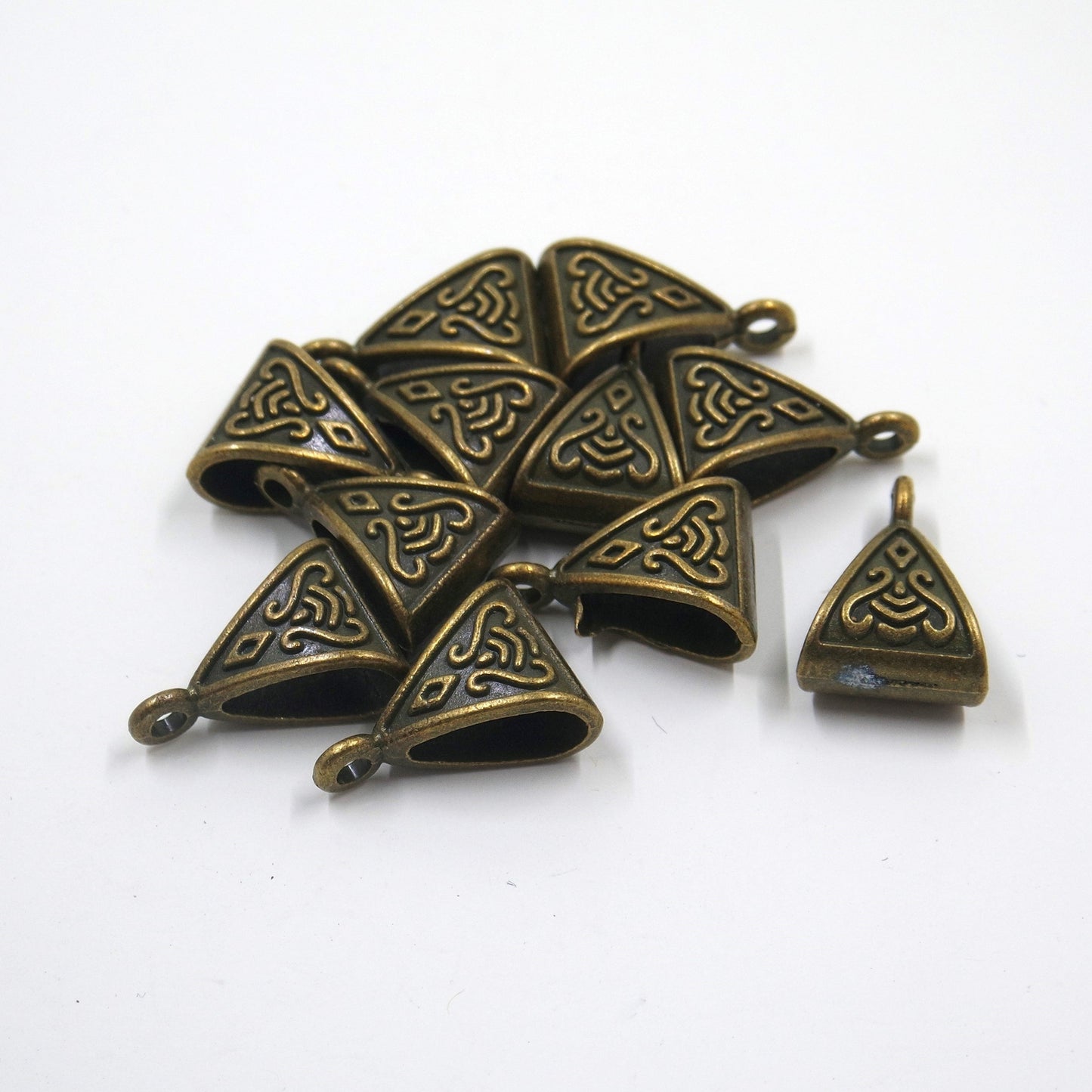 Celtic Triangle Charm Antique Brass