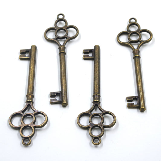 Key Charm Pendant Antique Brass Tone